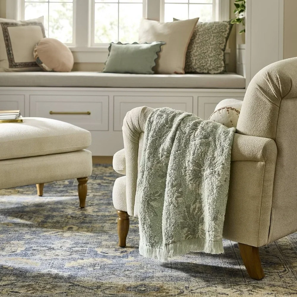Easter Throw Jacquard Floral Green - Threshold™ Design with Studio McGee